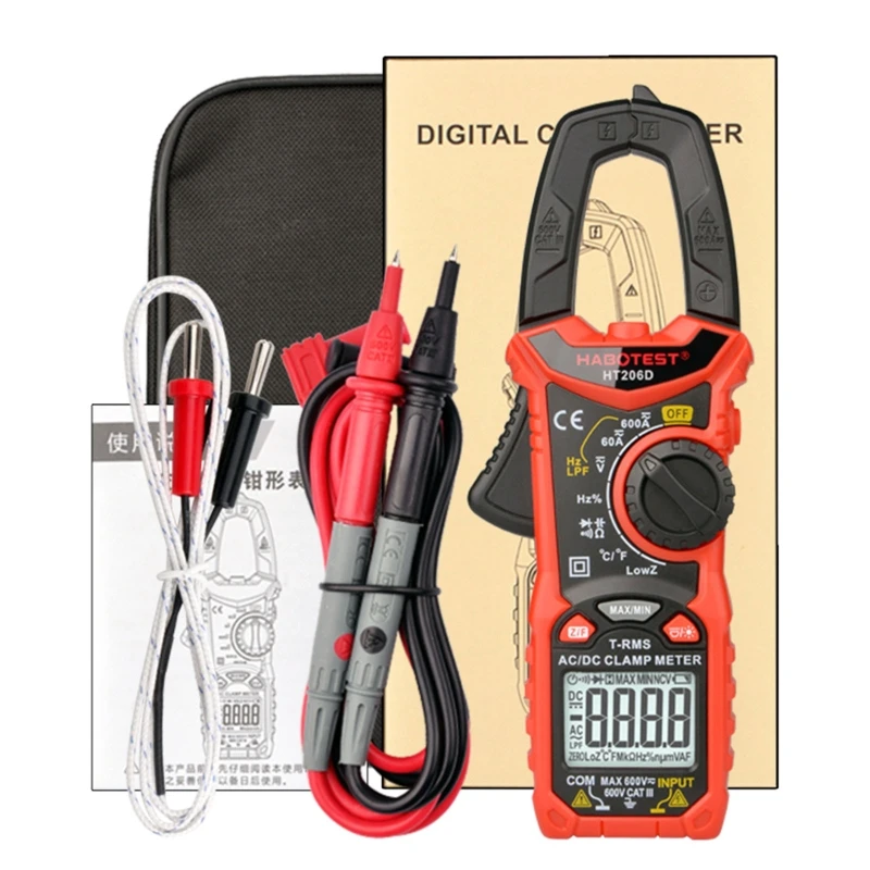 

HT206A/B/D Digital Clamp Meter High Precision Capacitance NCV Ohm Hz Tester