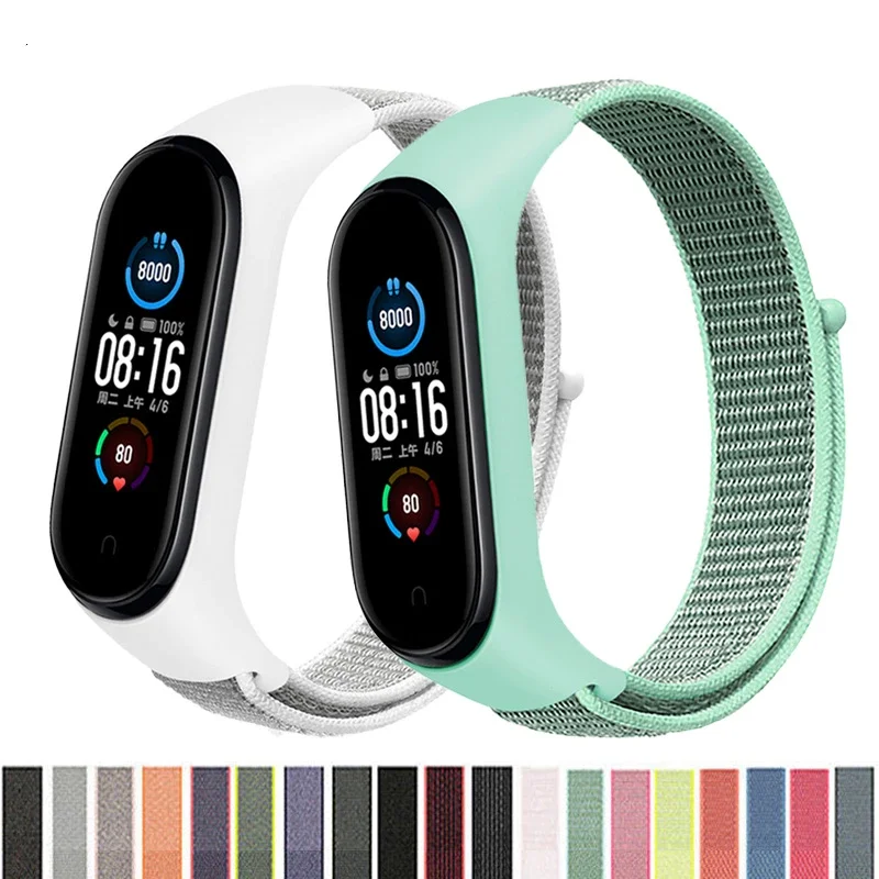 Bracelet for mi band 6 7 Strap Nylon Sport loop watch Belt pulsera correa Mi band 4 Wristband for xiaomi Mi band 5 4 3 Bracelet