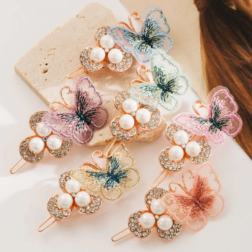 Заколка Для Волос-бабочка Со Стеклянным Искусственным Красочным Украшением