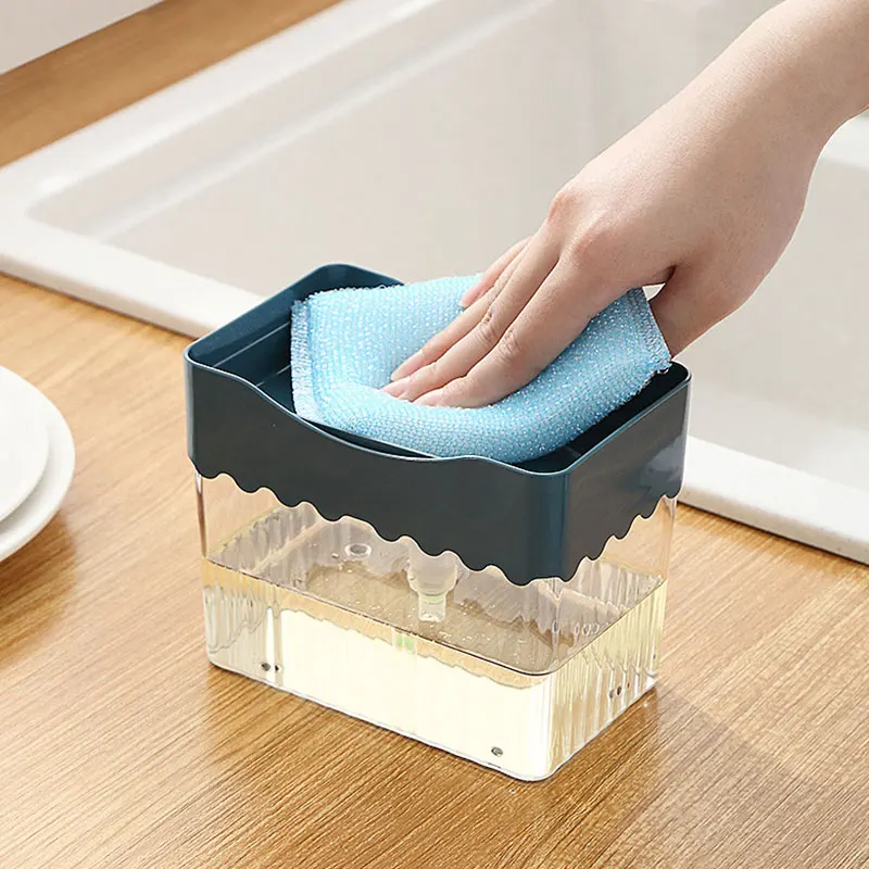 

WHYY Press Soap Dispenser Soap Box Automatic Liquid Dispensor for Detergent Sponge Drain Racks for Kitchen Bathroom Accessories