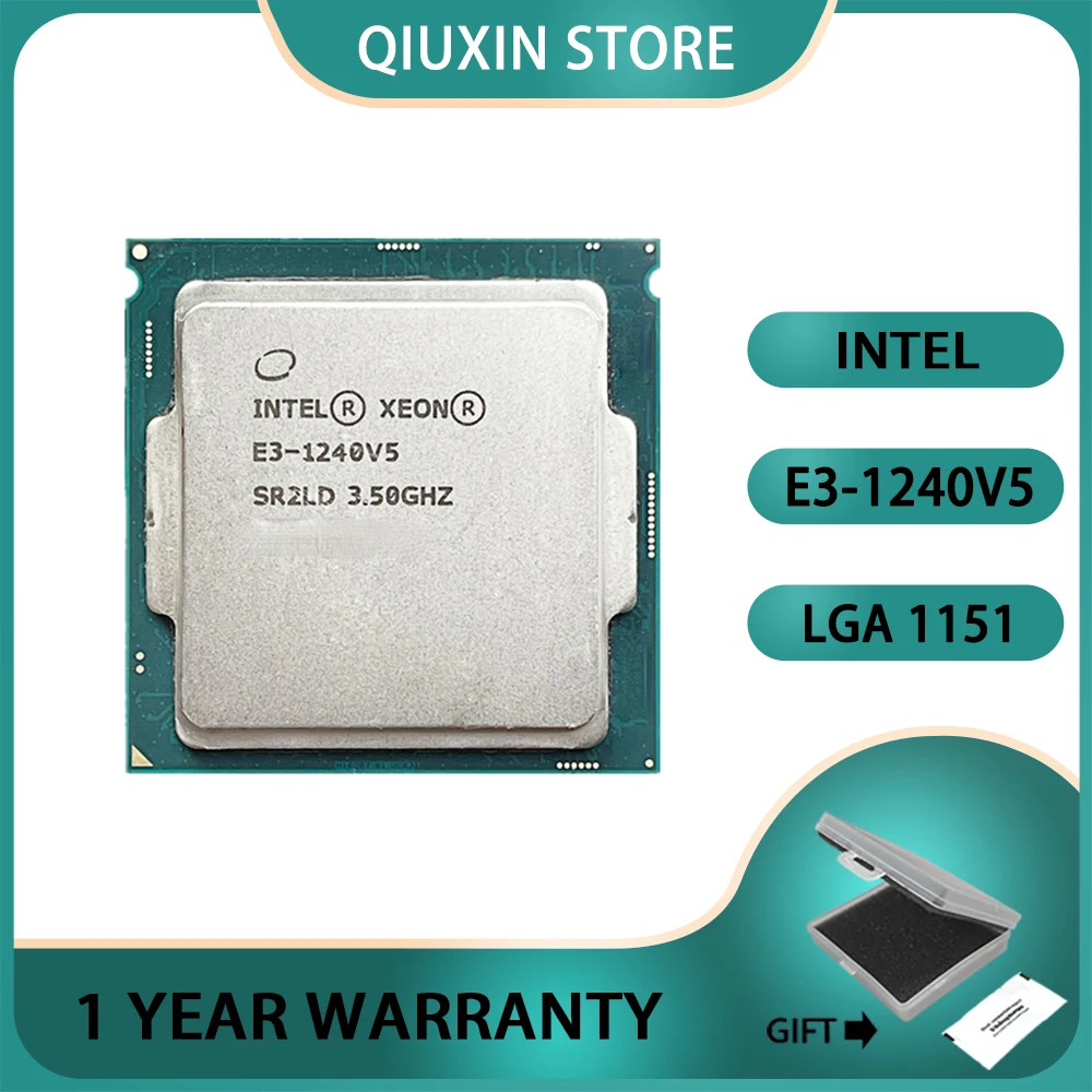 Intel E3-1240V5 Original  Xeon E3 1240 V5 3.50GHZ 1240V5 Quad-Core 8MB E3-1240 V5 14nm 80W free shipping LGA1151 sop8 クリップ