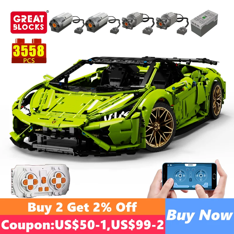 

Technical APP Remote Control Moter Power EVO T5003 Building Blocks Bricks Super Sports Car Constructor Sets Toys For Kids Gift