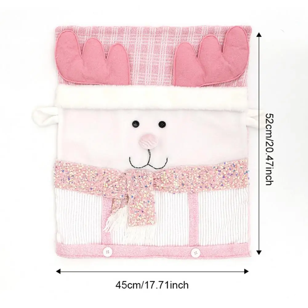 Рождественский чехол на стул с изображением Санта-Клауса снеговика оленя задняя