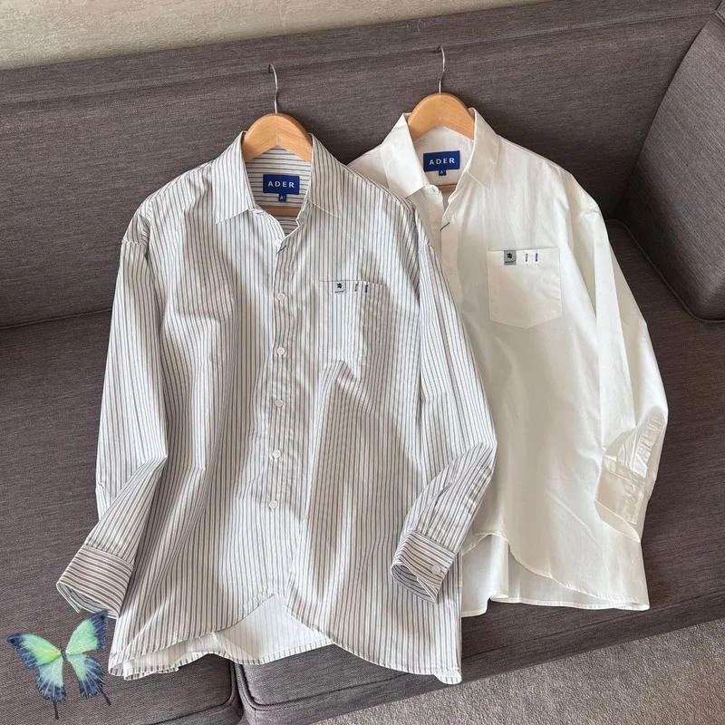 

Полосатая карманная Повседневная рубашка с длинным рукавом для мужчин и женщин