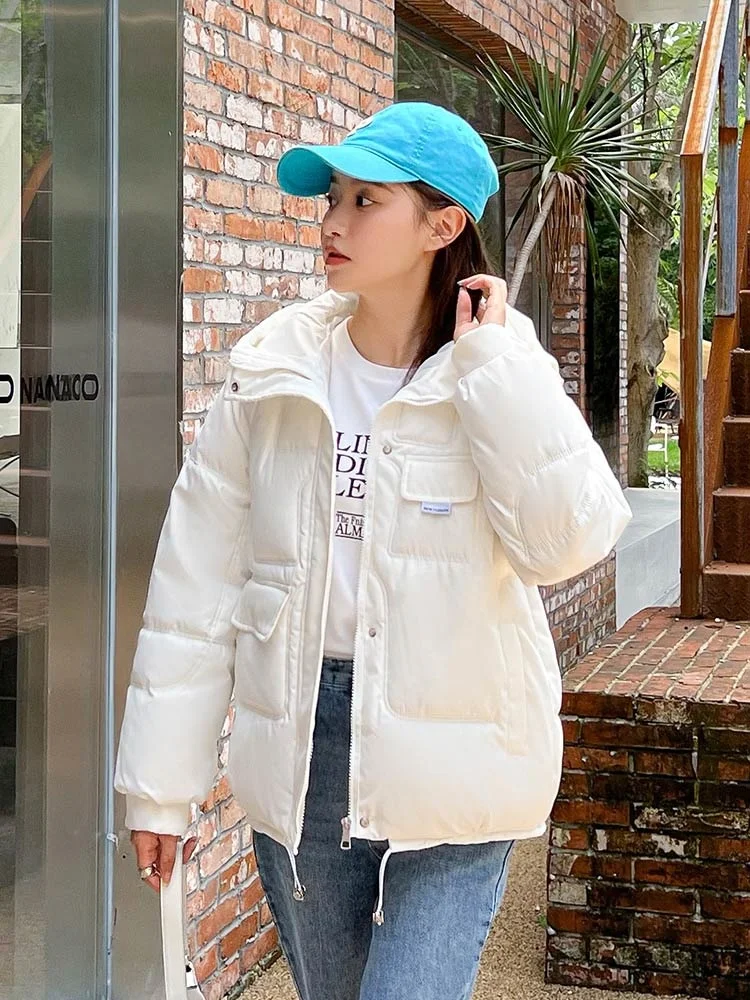 Winter Warm Thick Coats Women Clothes Short Parkas Fashion Black Cotton Padded Female Down Jacket Elegant Hooded Coat