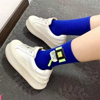 new trend pure color pure cotton cartoon cloth standard medium tube socks spring and autumn fashionable womens stockings