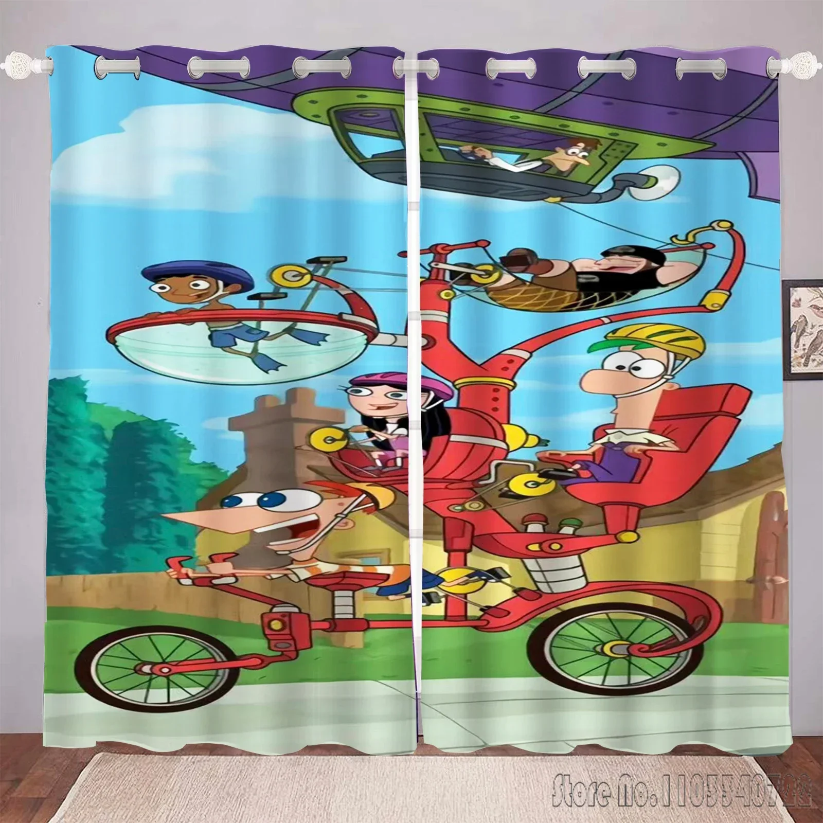 Мультяшные домашние оконные занавески Phineas и Ferb затемняющие шторы с 3D принтом