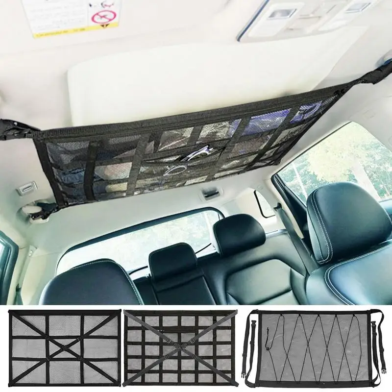 

Car Ceiling Storage Net Pocket Interior Cargo Net Breathable Mesh Bag Stowing Tidying Pouch Net storage network Interior Access