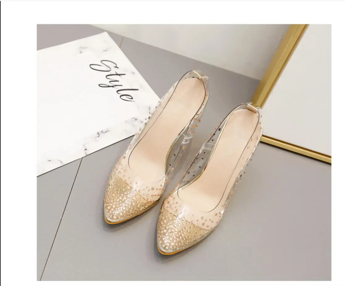 Women Shoes Fashion RhinestoneWomen's high heels Bridesmaid Wedding Shoes Solid Pointed Toe Stiletto Pumps High Heels Large size