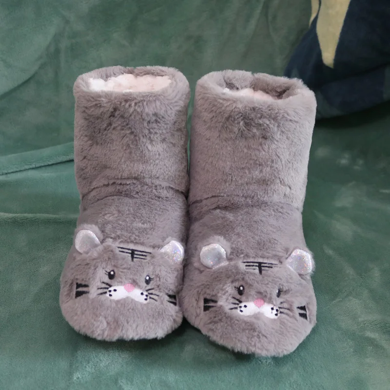 Women Thicken Winter Warm Woolen Socks Cute Tiger Cartoon Non-Slip Indoor Floor Slippers Hosiery Soft Home Women's Warm Socks