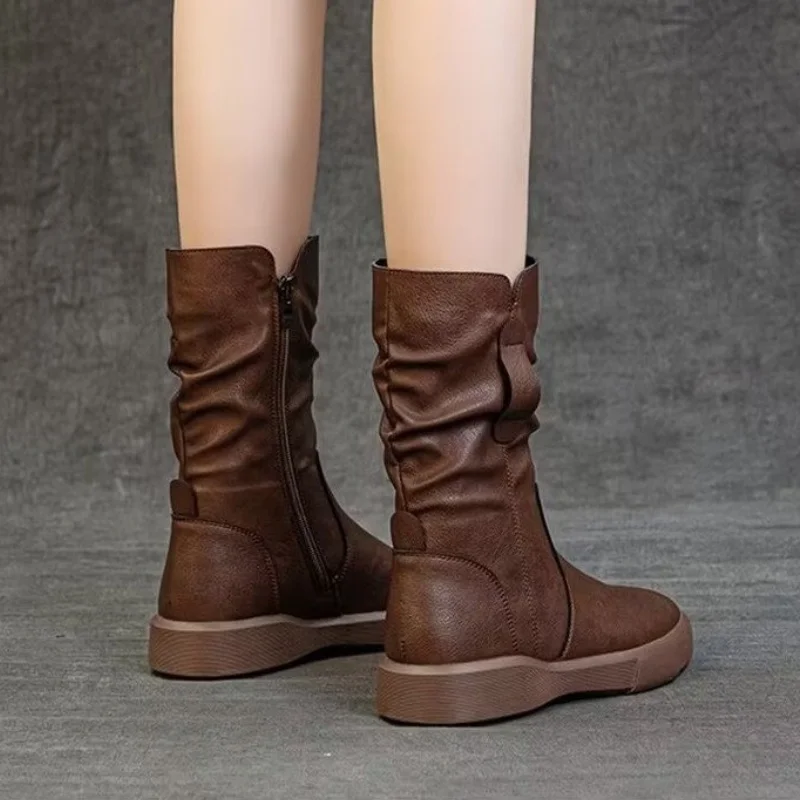 Женские высокие ботинки на плоской подошве зимние трендовые спортивные уличные
