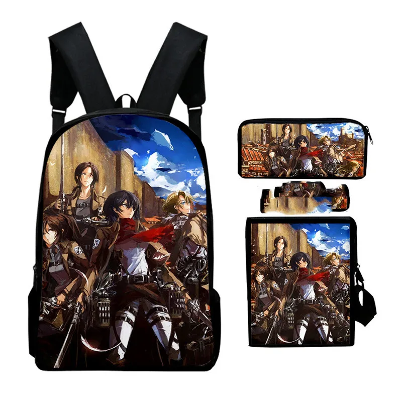 

3 шт./комплект, дорожные сумки для ноутбука с 3D-принтом «атака на Титанов»