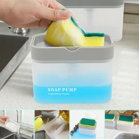 kitchen dishwashing soap dispenser container hand press soap organizer cleaner tools pump dispenser with sponge holder liquid