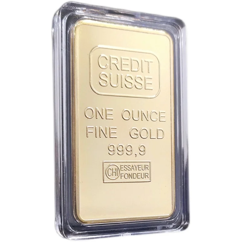 Кредитный бейдж из швейцарского банка золотой слиток 999 тонкая позолоченная