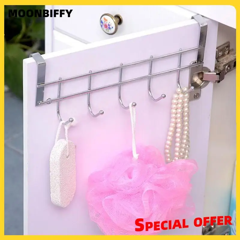 

Stainless Steel Hook Free Punching Kitchen Bathroom Cabinet Door Back Type Coat Towel Storage Hanger Clothing Rack Shelf Cocina