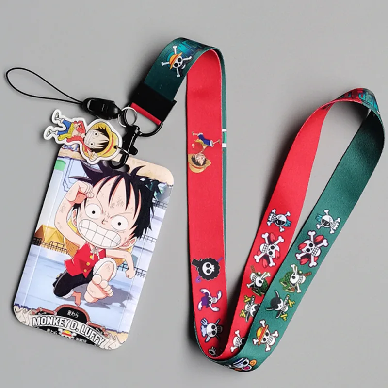 

Cartoon One Piece Luffy Anime Work School Meal Label Keychain Id Card Lanyard Phone Rope Holder Lariat Keyring Keyring Children