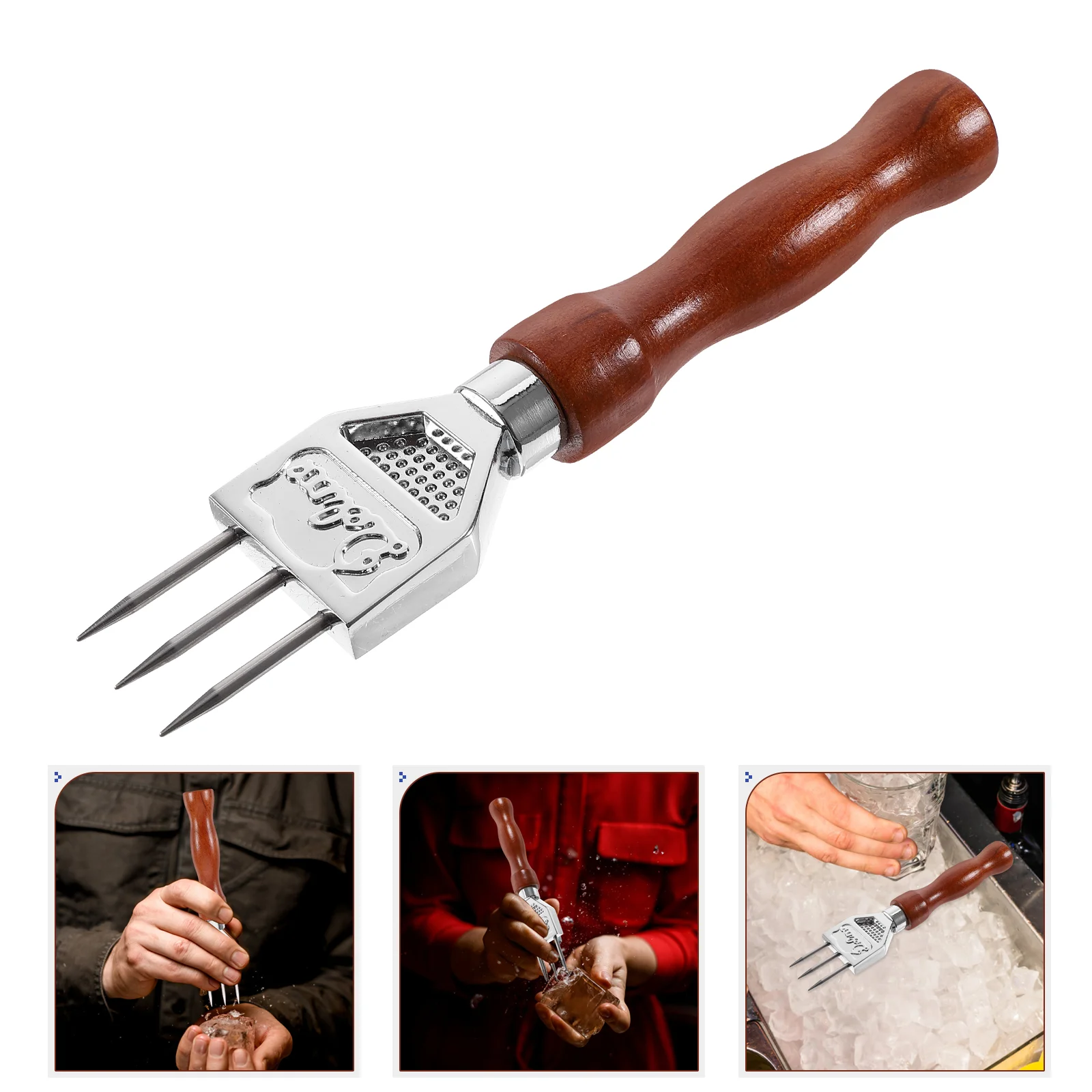 

Three Prong Pick Stainless Steel Trident Pick with Wood Handle Japanese Style Picker Tool Kitchen Gadget for Home Restaurant