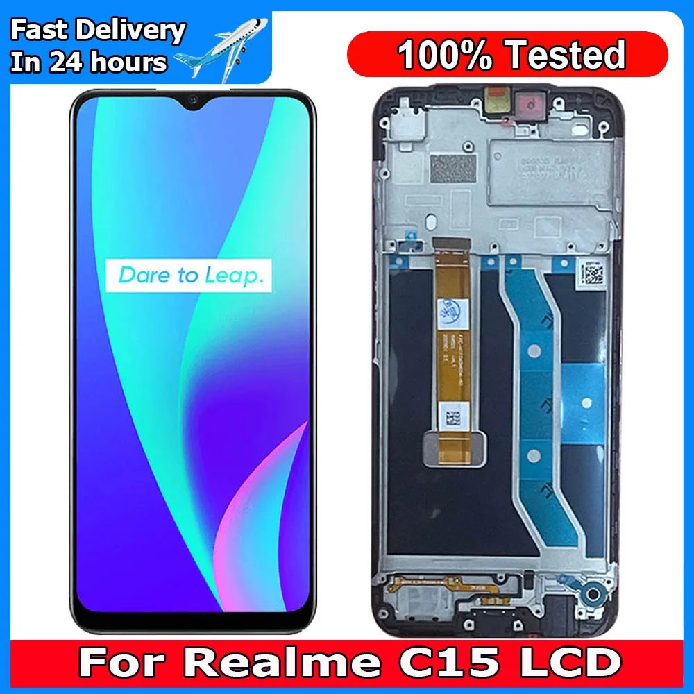 ЖК-дисплей 6,5 дюйма для Realme C15, сенсорный экран, датчик дигитайзера в сборе, замена для Realme C15, ЖК-дисплей с рамкой RMX2180, оригинал