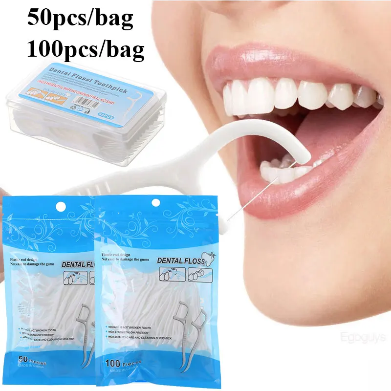 

50/100PCS Dental Floss Teeth Picks Oral Hygiene Tooth Clean Stick Health Care Disposable Beauty Interdental Brush Teeth Floss