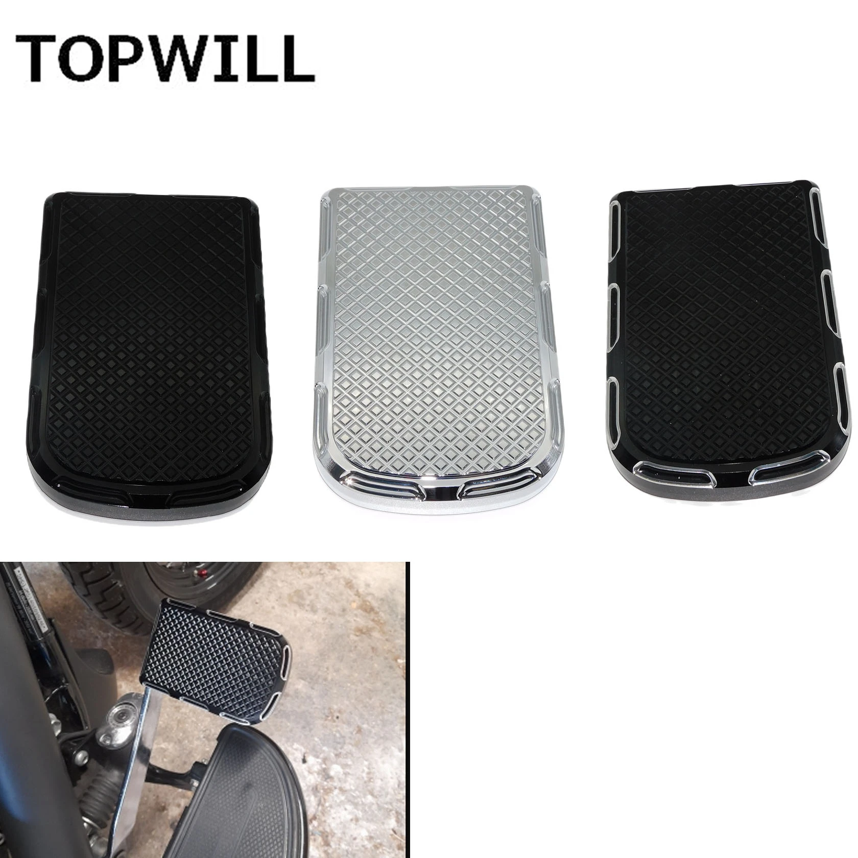 

Большие подножки для мотоцикла с ЧПУ, подножка, Накладка для педали тормоза, чехол для Harley Softail Touring CVO Street Electra Glide Dyna Fat Boy