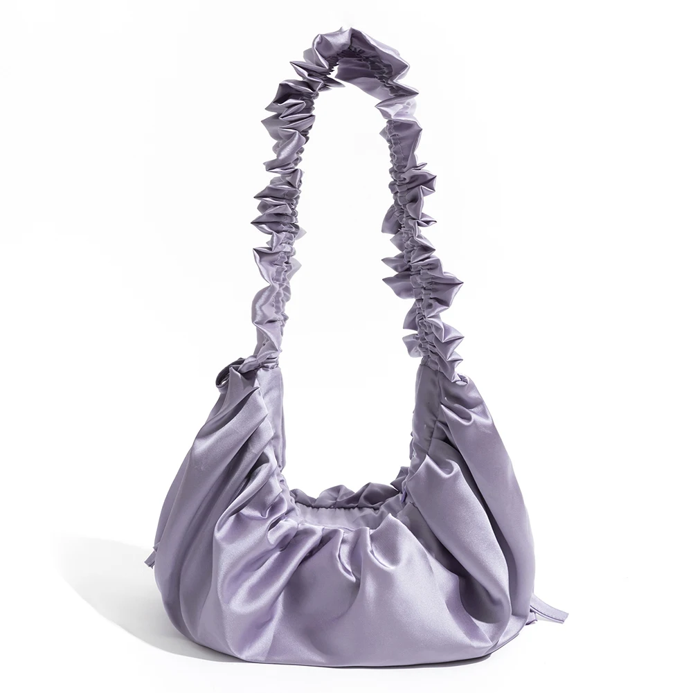 

Women Mini Purse Zip Closure Luxury Satin Hobo Handbags Lightweight Crossbody Purse Solid Adjustable Shoulder Straps Daily Pouch