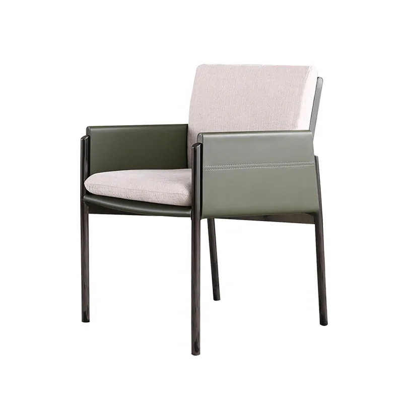 

Итальянский минималистичный дизайнерский кожаный обеденный стул из нержавеющей стали