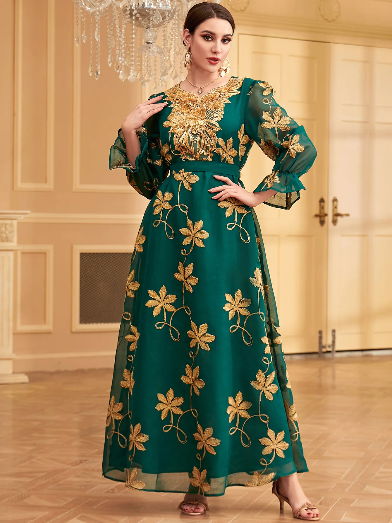 Модное мусульманское вечернее платье Jalabiay Dubai Abayas с вышивкой для женщин кафтан Ид