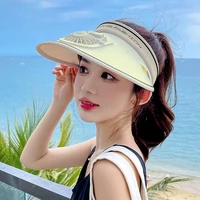 summer sun visor hat sun visor womens beach uv protection summer 3 speed adjustable hat with electric fan