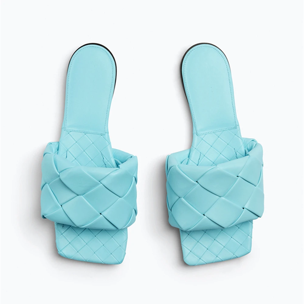 Fashion Weaving Slippers Women Casual Open Toe Soft Bottom Flat Sandals Ladies Comfortable Beach Slides Flip Flops Big Size Shoe