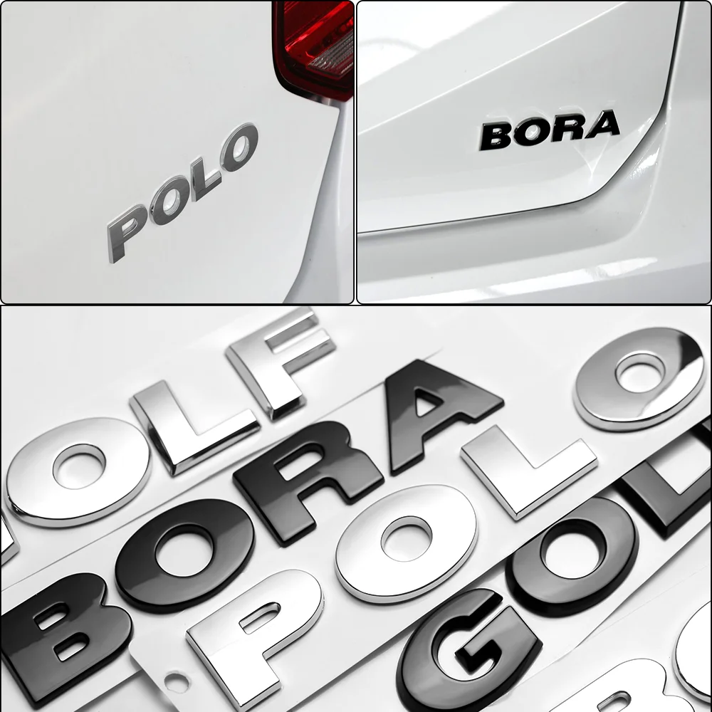 

1pcs 3D ABS Plastic car Letter Rear Tail trunk Decals Emblem badge sticker Decal Car styling auto Accessories for vw golf POLO