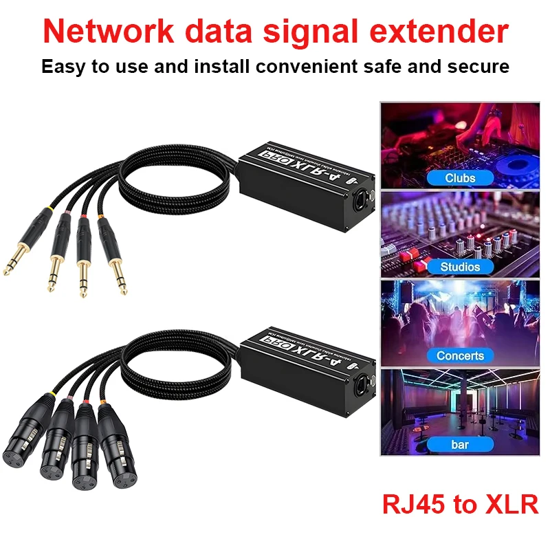 Фото Кабель-разветвитель DMX XLR (мужской/женский) 4-канальный RJ45-XLR для удлинения аудиосети (кабель-«змейка») для сцены и студийной записи №1