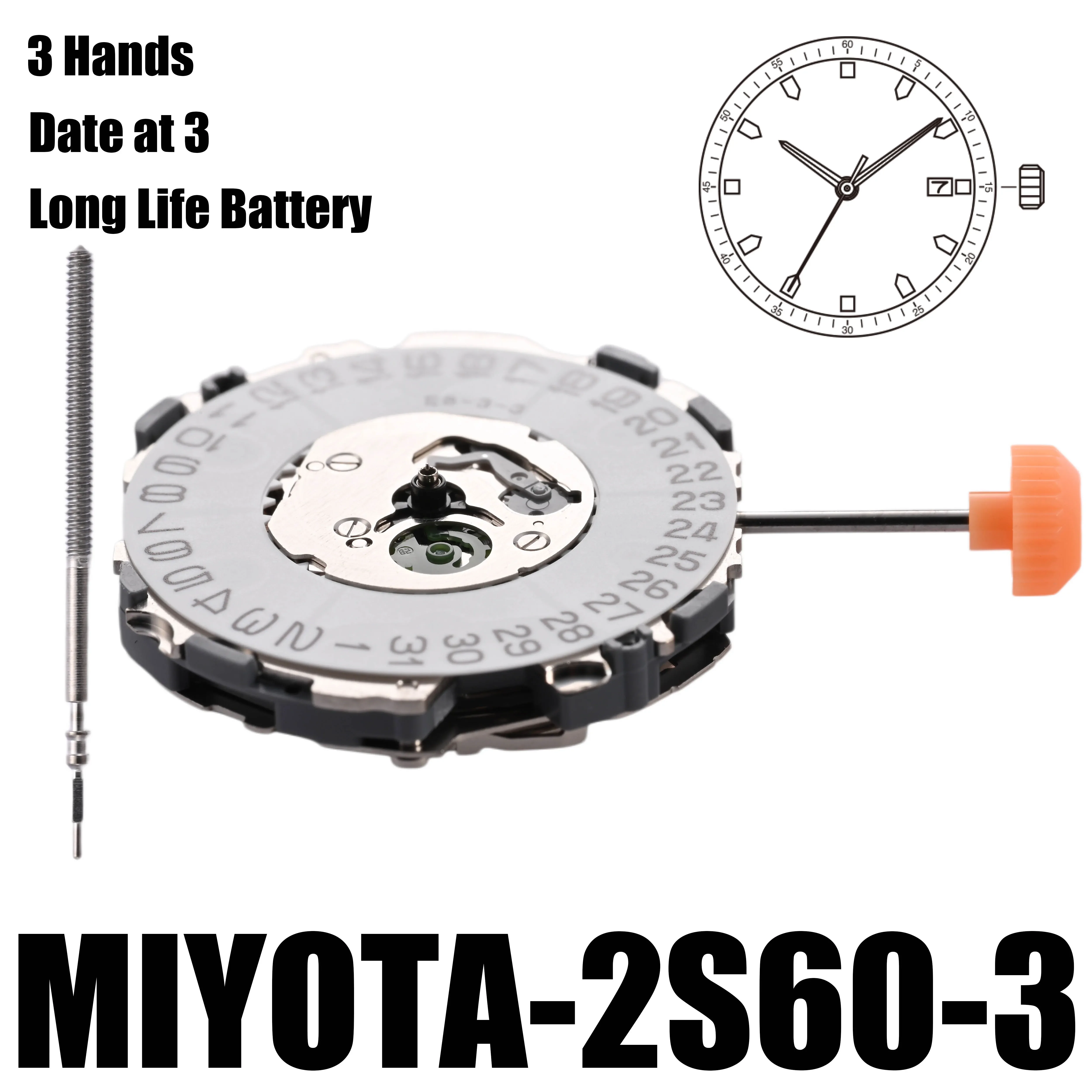 Механизм для часов Miyota 2S60-3 3 стрелки