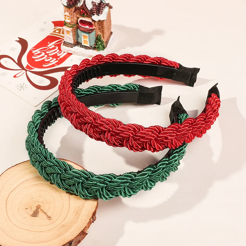 Рождественские яркие шелковые плетеные ленты ручной работы женские волосы с
