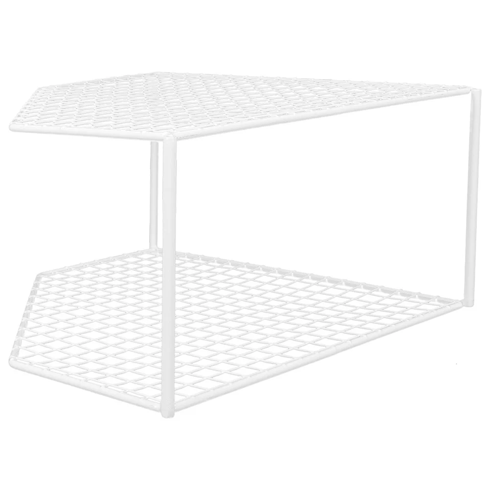 

Shelf Desktop Pot Storage Rack Corner Stand 24X24CM Kitchen Accessories Small White Wrought Iron Pan Organizer Draining