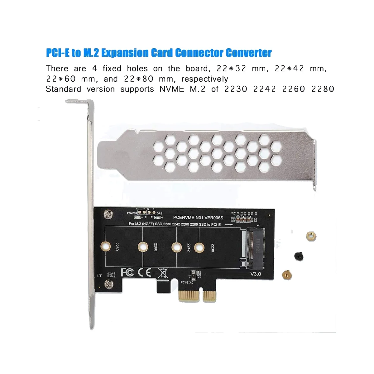 

M.2 PCIe Adapter, M.2 to PCI E3.0 X1 Expansion Card,M2 SSD NGFF NVME(M Key) to PCIe 3.0 x 1 for Desktop PCI Express Slot