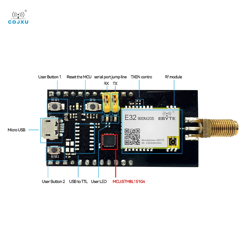 SX1276 868 МГц LoRa USB к TTL тестовой плате в комплекте флэш-совместим с E07/E30/E220/E32/E22 |