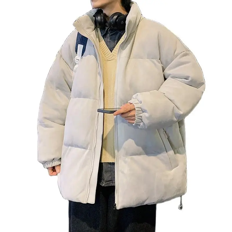 Winter Jacket Men Parkas Thicken Warm Coat Mens Stand Collar Jackets Solid Color Suede Parka Coat Women Fashion New Streetwear