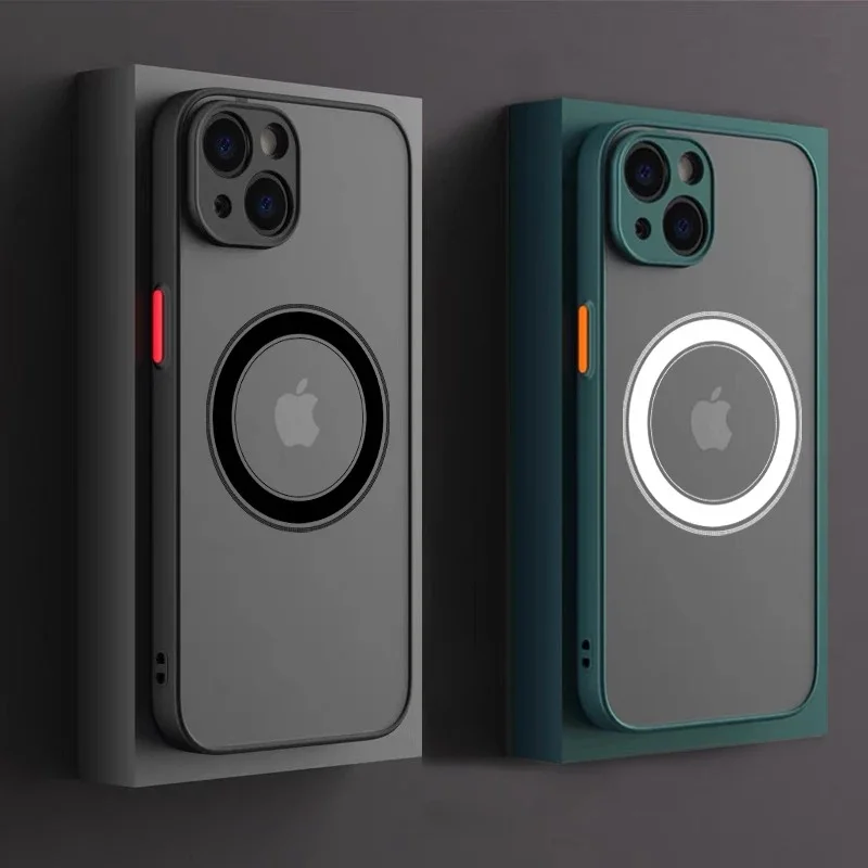 Luxury Armor Matte For Magsafe Magnetic Wireless Charging Case For iPhone 17 16 15 14 13 12 11Pro Max Mini Plus Shockproof Cover