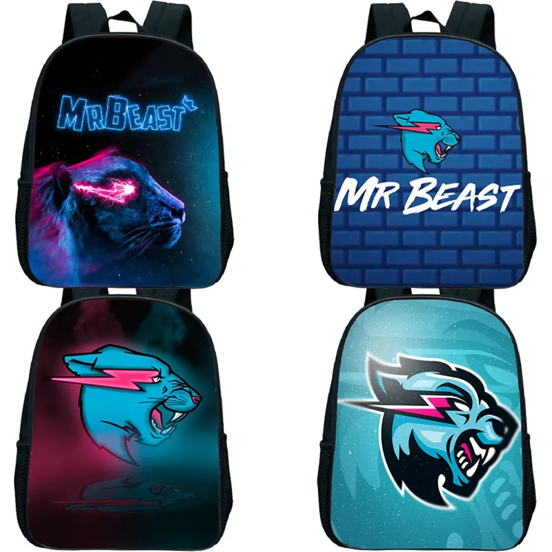 Mr. Beast-mochilas Lightning Cat para niños pequeños, mochilas escolares de dibujos animados, mochilas de Anime para guardería