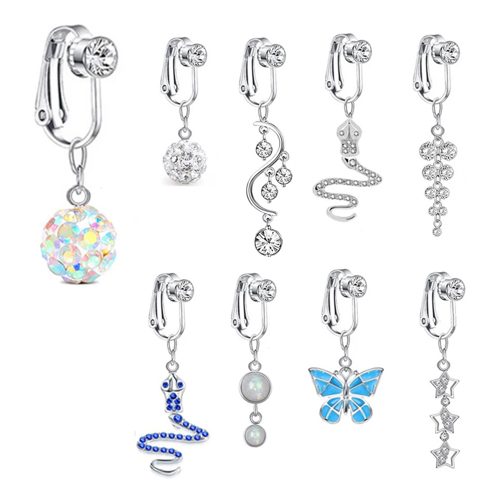 Кольцо-бабочка для пупка с имитацией Луны |