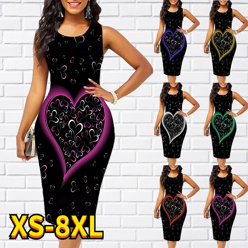 

New Women's Shift Dress Knee Length Dress Fashion Sleeveless Floral Print Dress Summer Round Neck Casual Classic 2022 8XL
