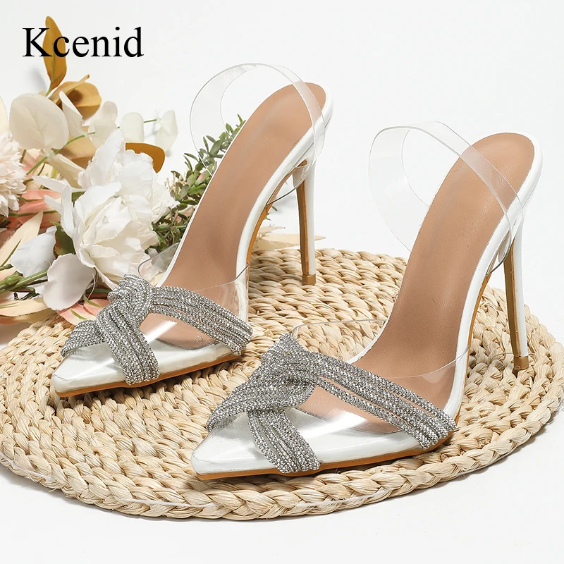 

Модные прозрачные сандалии Kcenid из ПВХ на высоком каблуке, элегантные роскошные женские туфли-лодочки с ремешком на пятке, Свадебная женская обувь для свадебной вечеринки