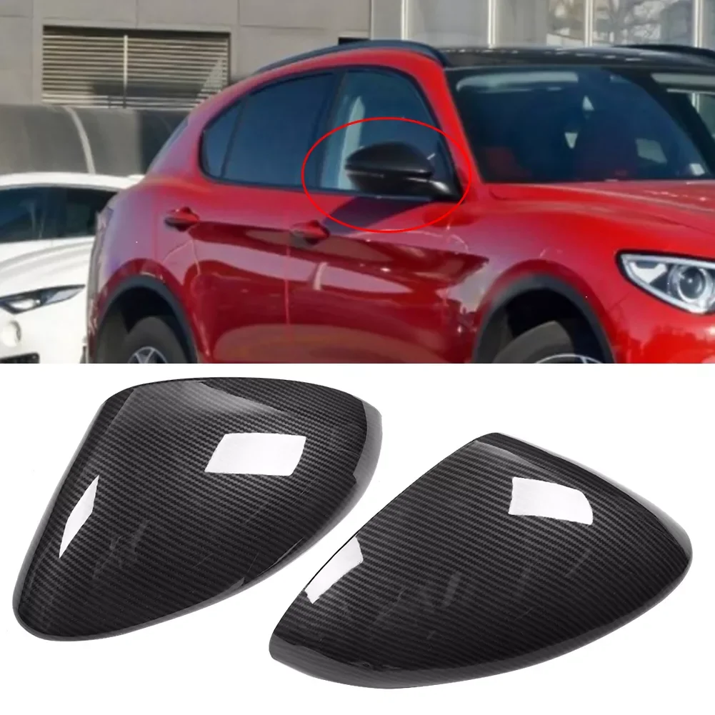 

Car Side Rearview Mirror Housing Cap Carbon Fiber Style Fits for Alfa Romeo Stelvio 2017-2020