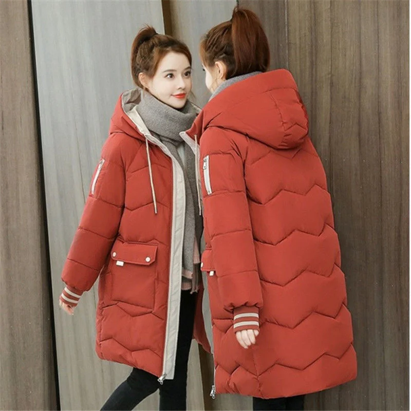 Down Jacket Female Winter 2023 Quilted Coat Spring Parka Demi-season Oversize Zipper Casual Fashion New In Outerwear Hooded