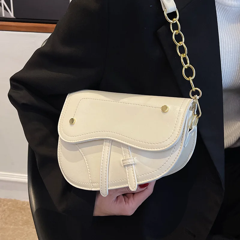 

High-quality Texture Bag Women's 2022 New Trendy Bag Niche All-match Messenger Bag Fashion Shoulder Bag Underarm Saddle Bag