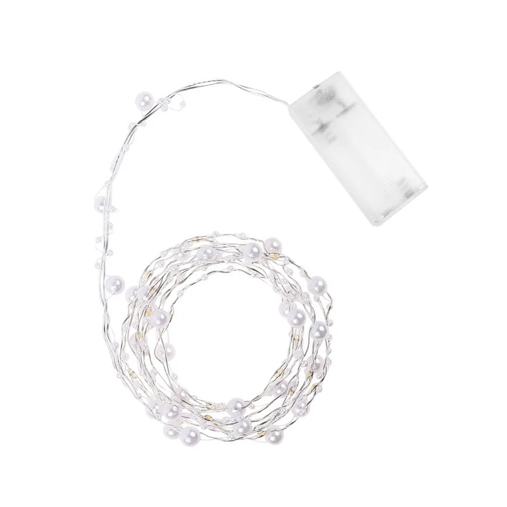 20 LED Lights Pearl Wire String Stage Festival Illumination Party Decoration for Yard Garden (White/No )