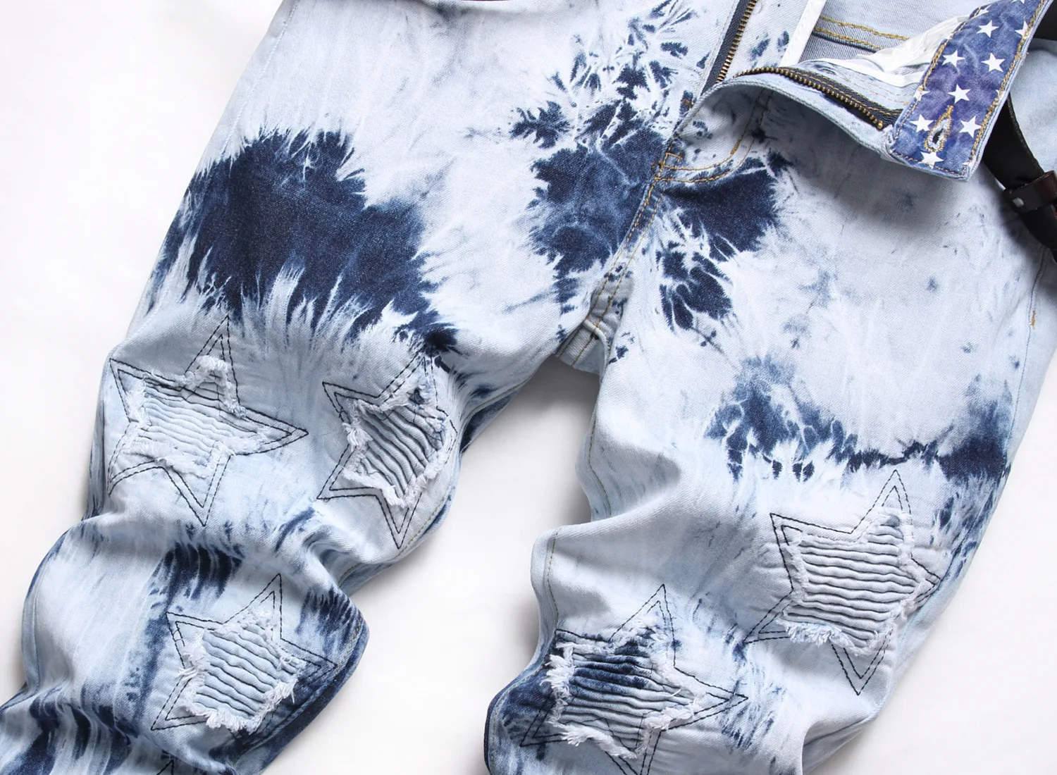 Street Fashion Stretch Mens Pants Embroidery Floating and Flanging Jeans for Men