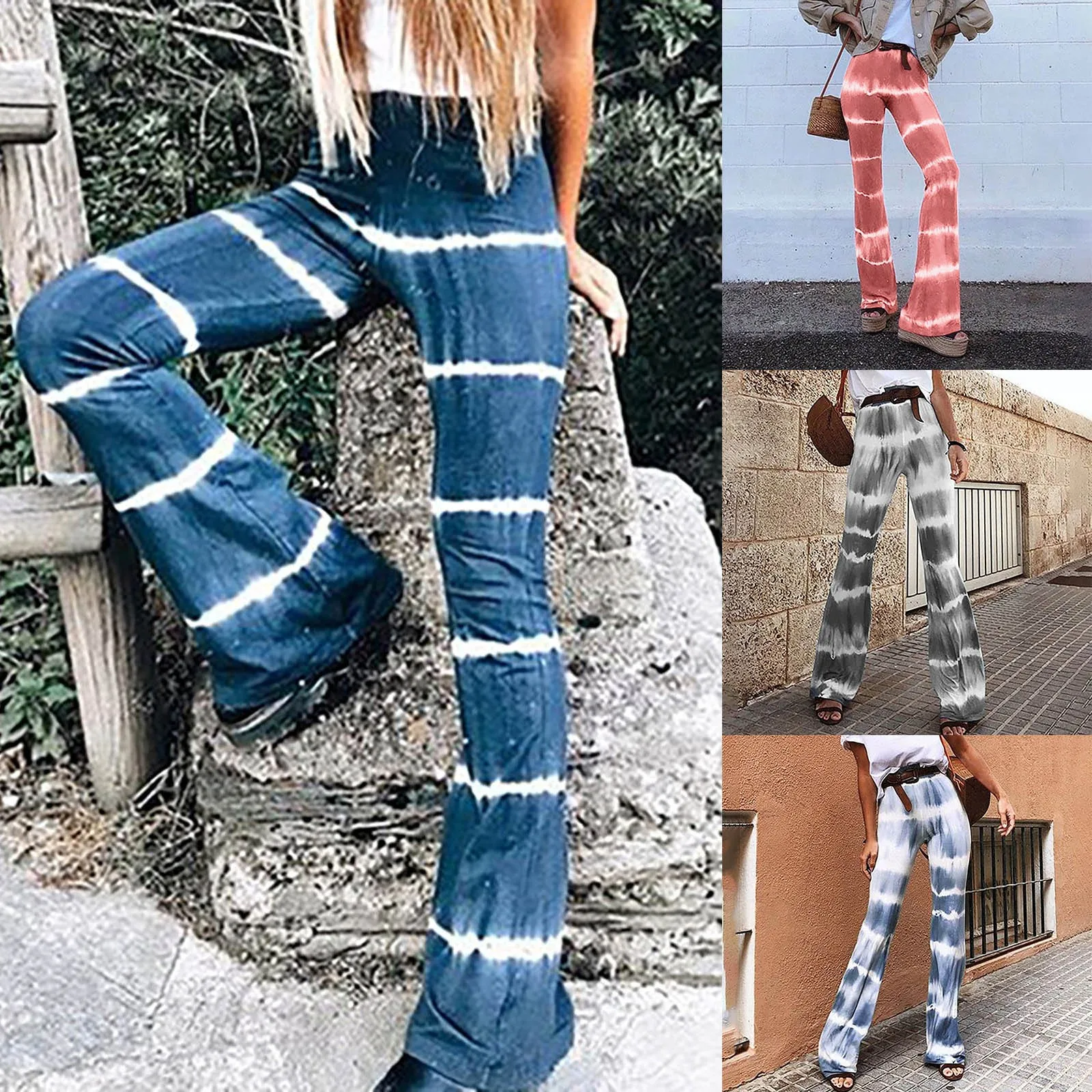 

Летние женские свободные облегающие повседневные расклешенные брюки с принтом, женские повседневные брюки, длинные женские брюки