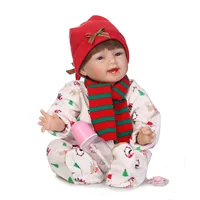 55cm Baby Reborn Doll Girl Silicone Reborn Toys Smile Face Blue Eyes Have Milk Tooth Reborn Bebe Toy For Children Christmas Gift