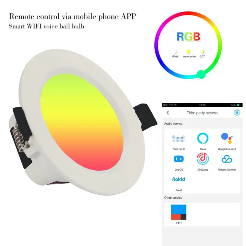 

Smart downlight bluetooth-compatible Mesh Version Controlled Voice Remote Control Adjust Color temperature Smart